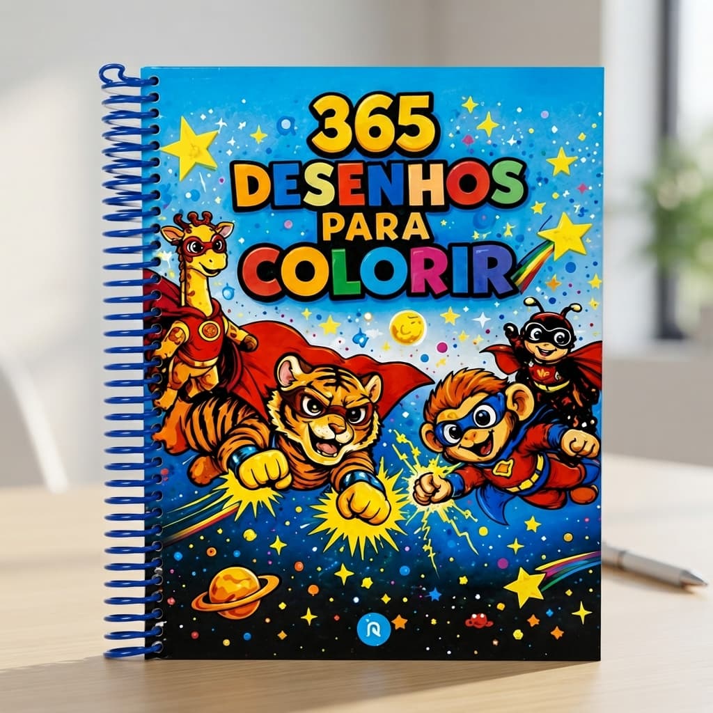 365 Desenhos para Colorir Preto Espiral Livro Educativo Criatividade Coordenação Motora