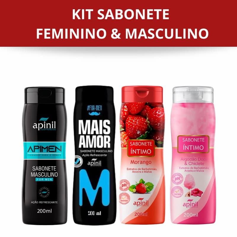 Kit 4 Sabonete Líquido Masculino e Feminino - Fragrâncias