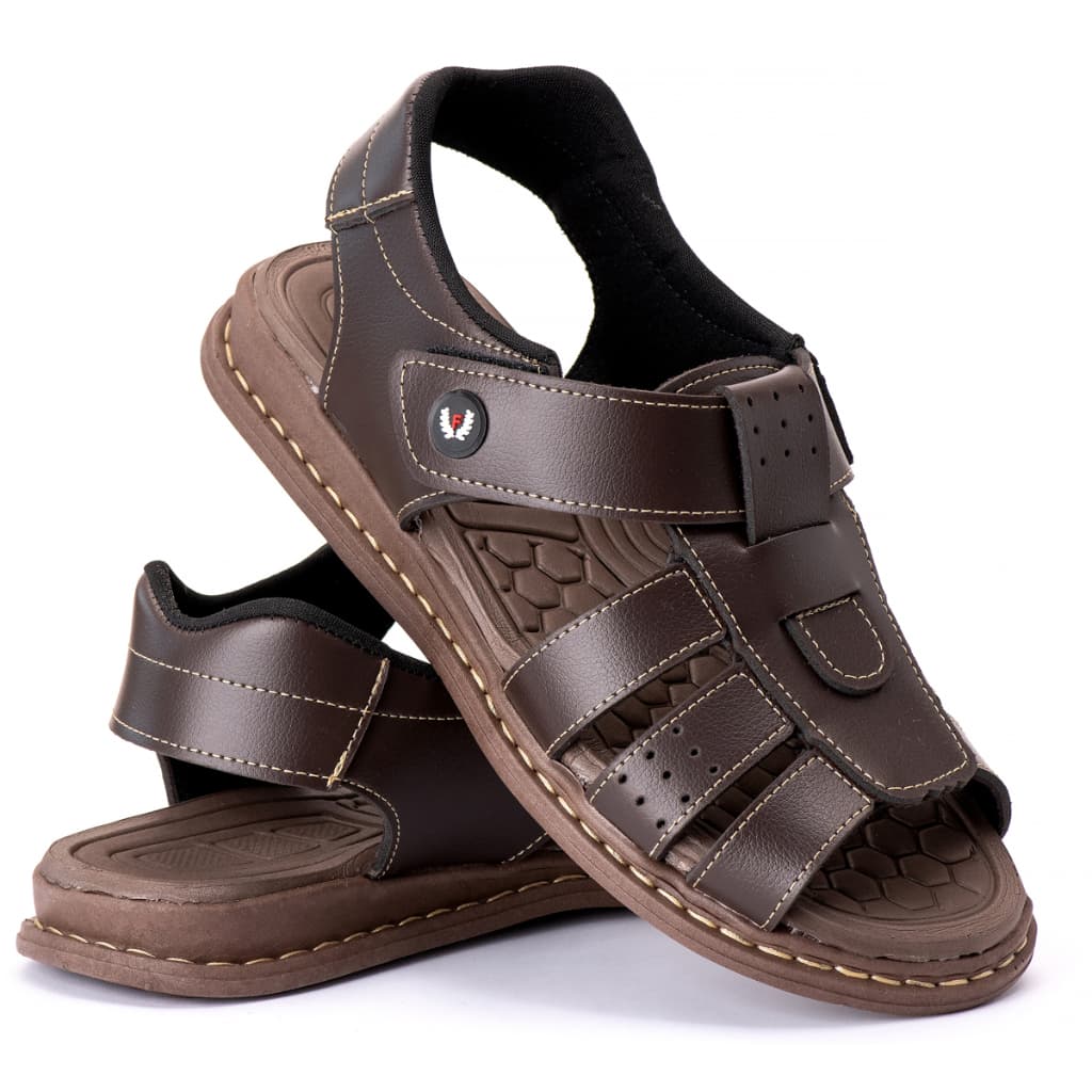 sandalia masculina anti extress confortavel linha premium couro estilosa
