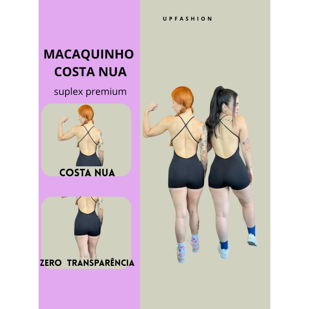 Macaquinho gringo Jhennifer curto com costas nuas cruzamento das alças em X moda gringa blogueira fitness casual festas