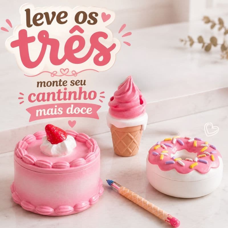 🍰 Caixa Presente em Formato de Bolo | Porta Bombons, Porta-Joias e Caixa Decorativa Kawaii - Kit Decoração