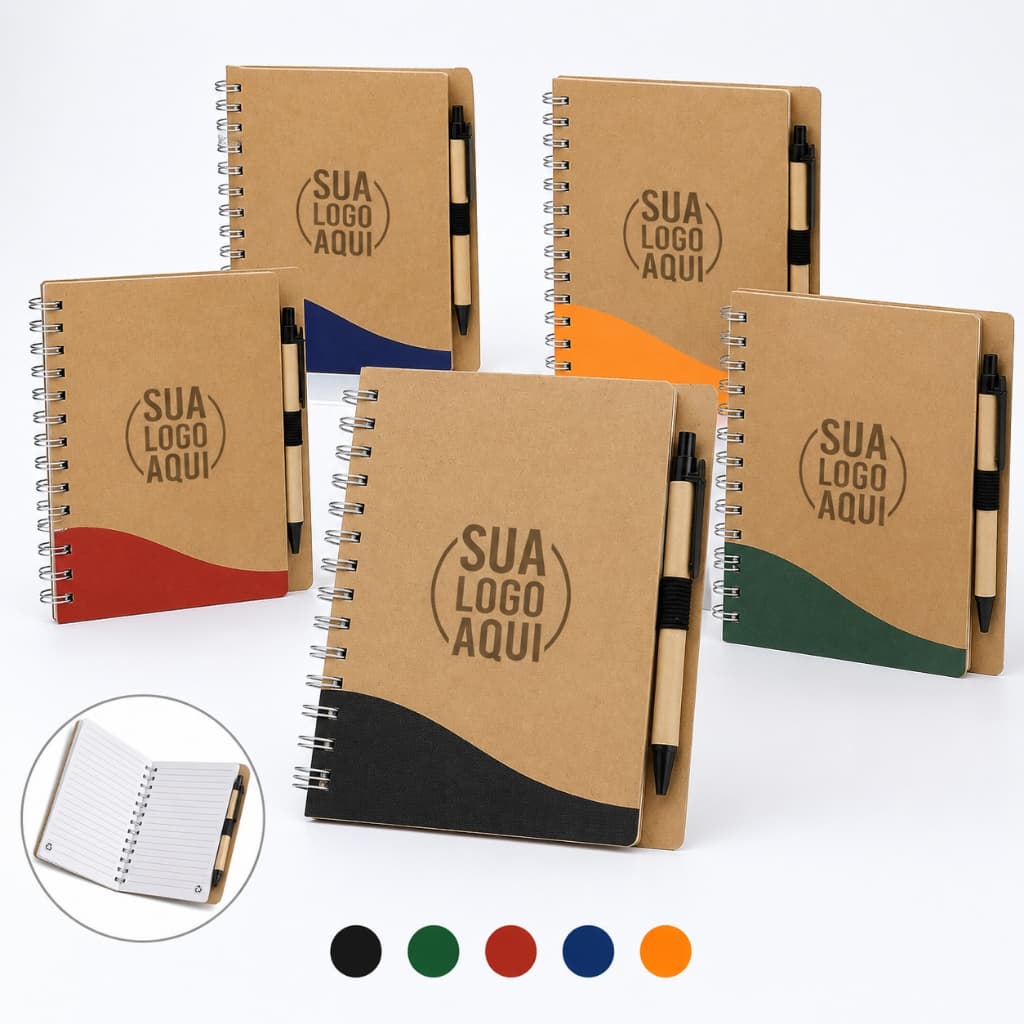 Kit 10/20/30/40 Blocos De Anotação Personalizado e Caneta Ecológica