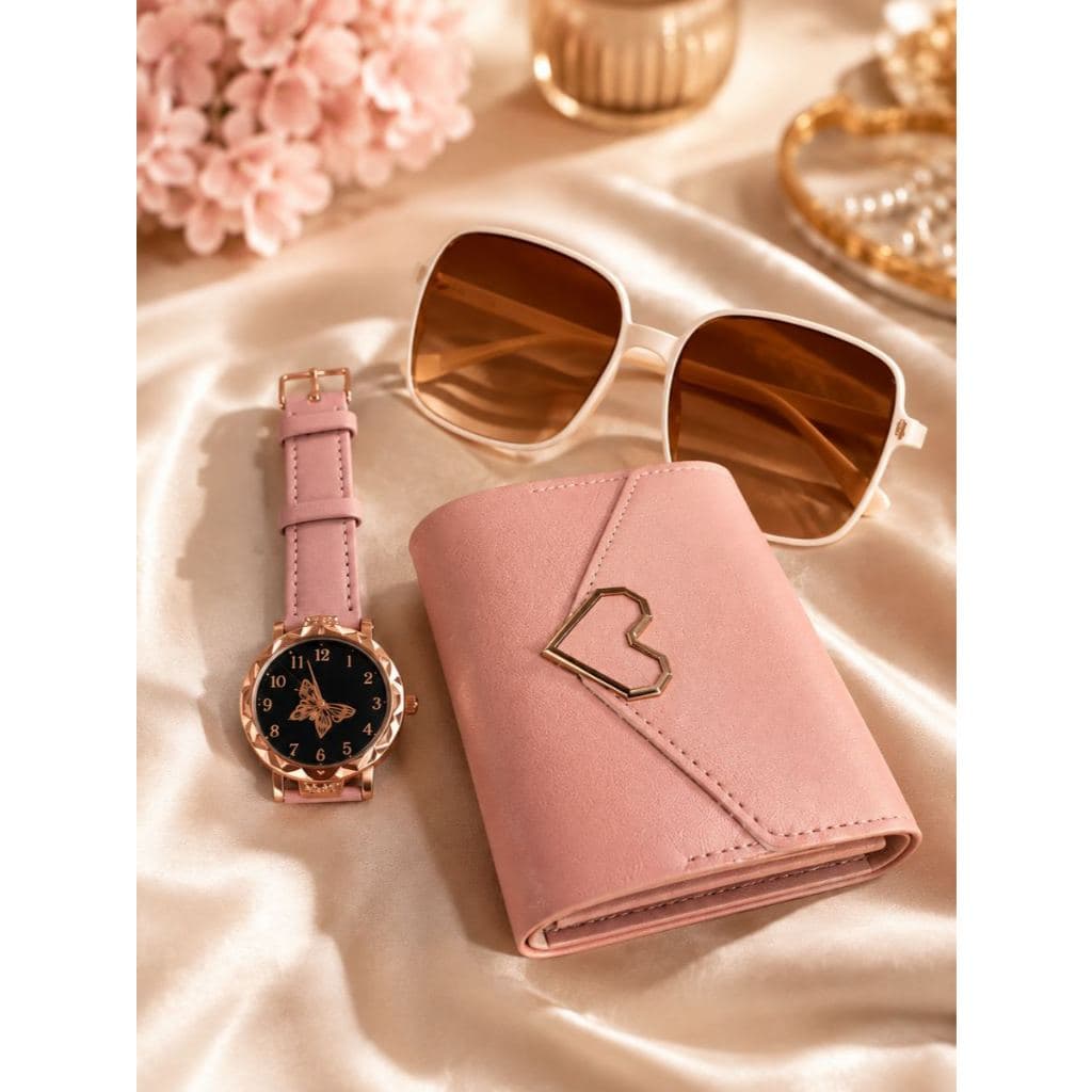 3 Peças Conjunto de Relógio Feminino de Quartzo, Óculos Casuais e Óculos Minimalistas, Adequado como Presente para Festi