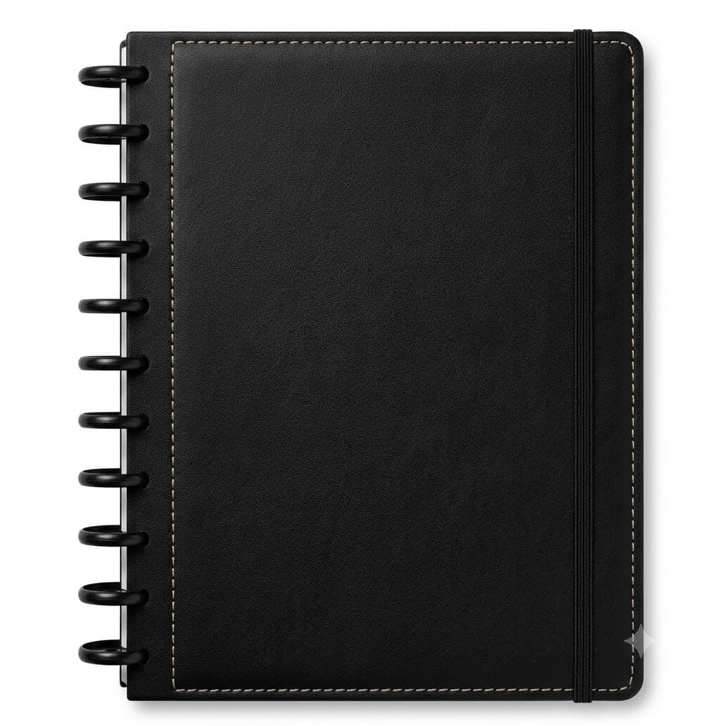 Caderno Inteligente de Disco Capa Dura Preta | Papelaria para Estudo e Faculdade Tamanho G Grande Organização Planer