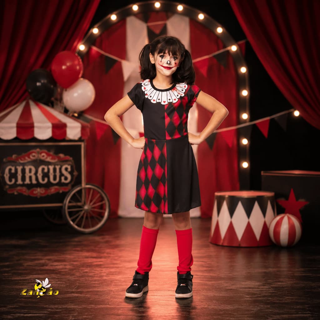 Fantasia Rainha de Copas Infantil Vestido Para Halloween