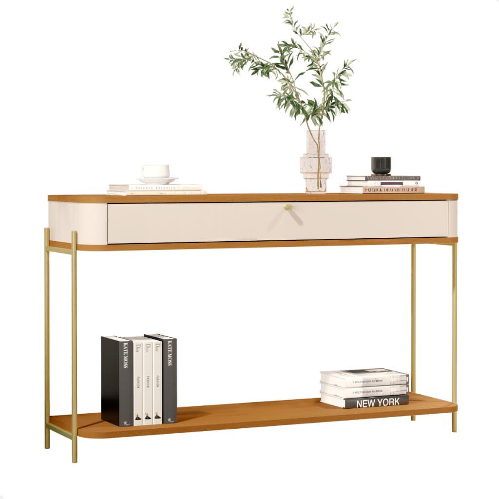Aparador Beffet Sala Moderno com Gaveta Prateleira pé Metal Dourado Decorativo