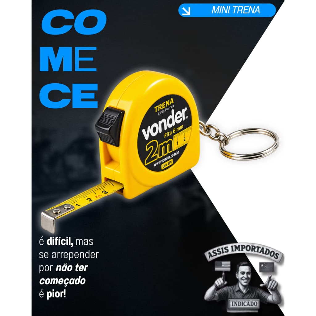 Trena Chaveiro Aço Vonder 2m - Compacta, Precisa e Portátil