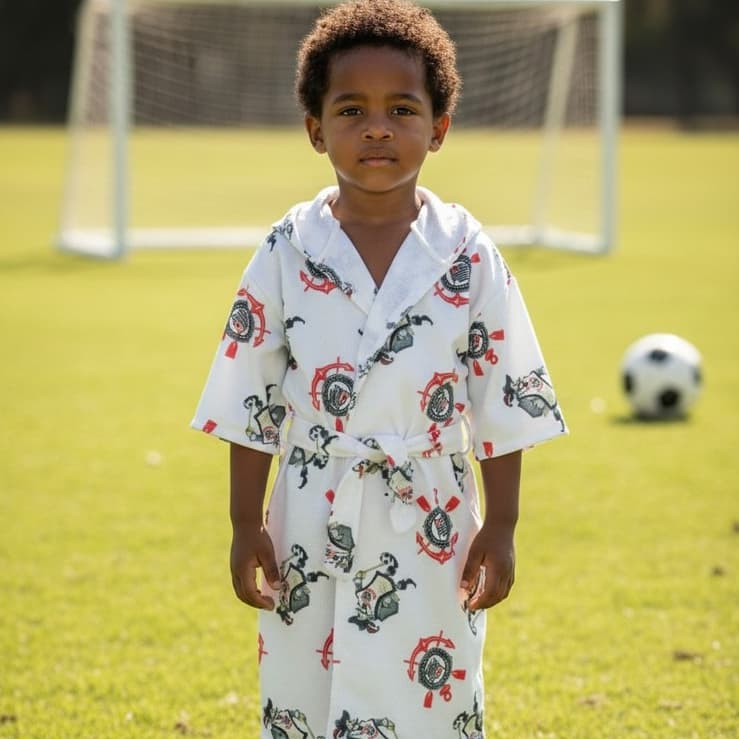 Roupão Atoalhado - Time, Futebol, Torcida, Infantil ou Juvenil, Timão, seu time preferido Menino e Menina Fiel torcedor