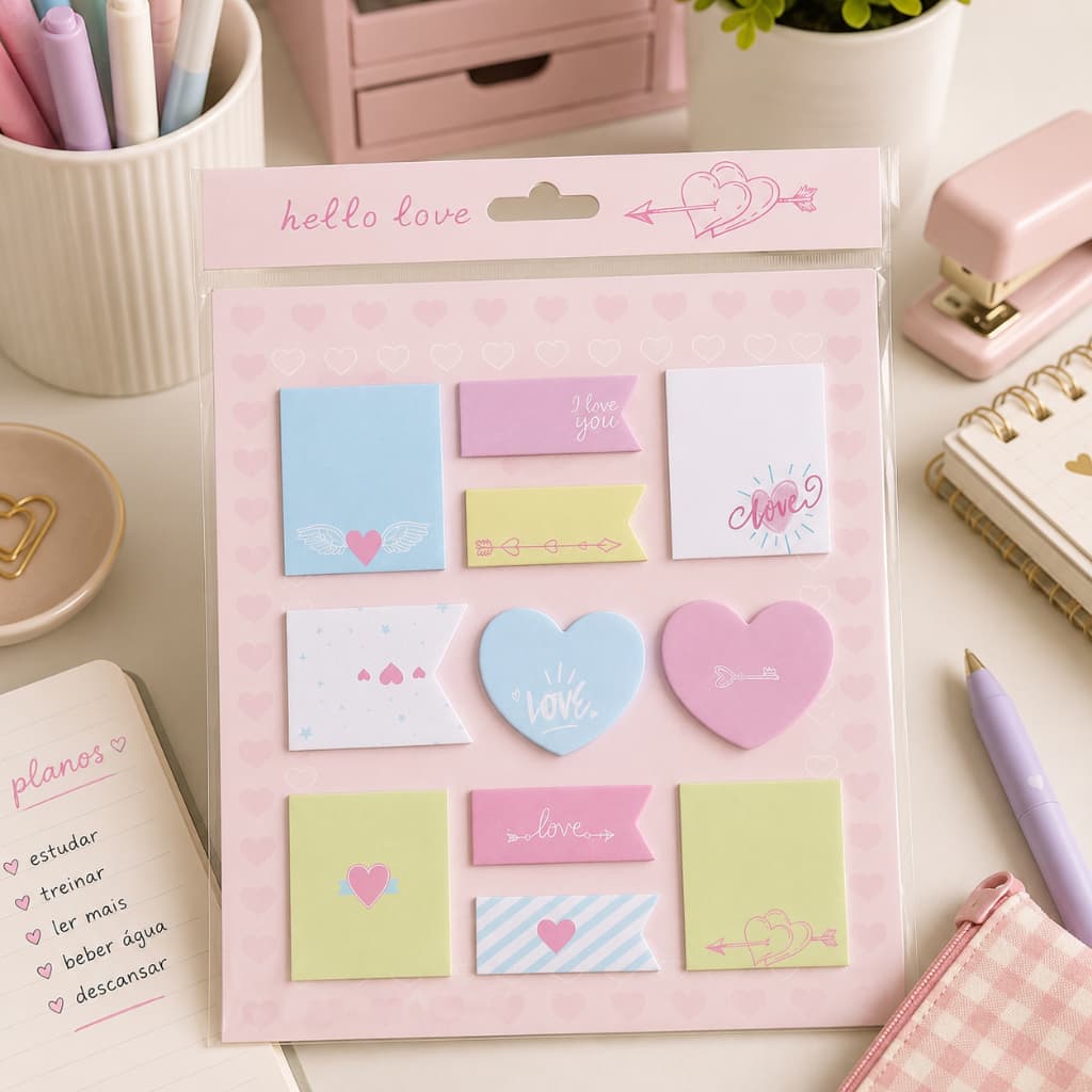 Post It Decorativo Adesivo 220 Folhas 11 Modelos Coloridos Para Anotações Planner Estudos