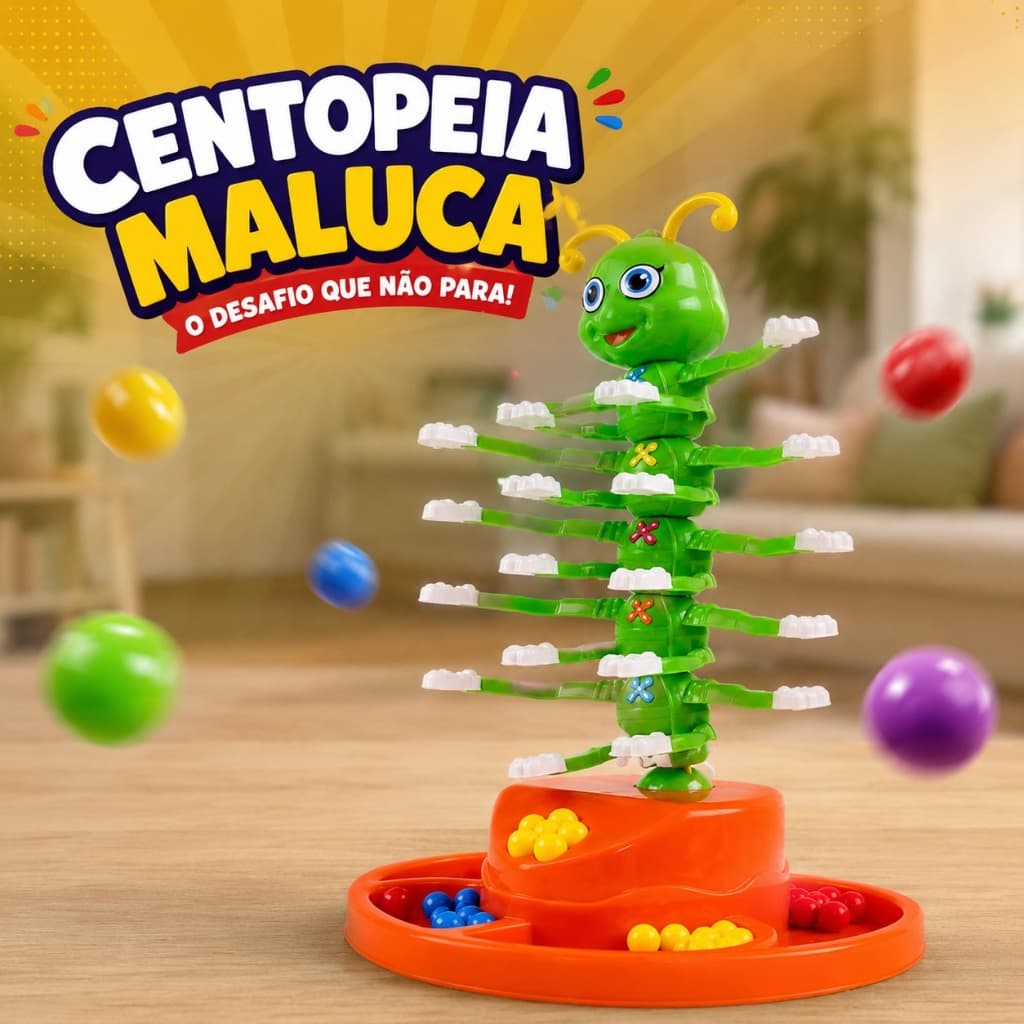 Centopeia Maluca Jogo Infantil Interativo Educativo Coordenação Motora Pega Bolinhas 2 a 4 Jogadores