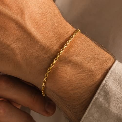 Pulseira Masculina Moeda Antiga Banhada a ouro 18k Fina Cartie Tijolinho 1,5mm Discreta PROMOÇÃO
