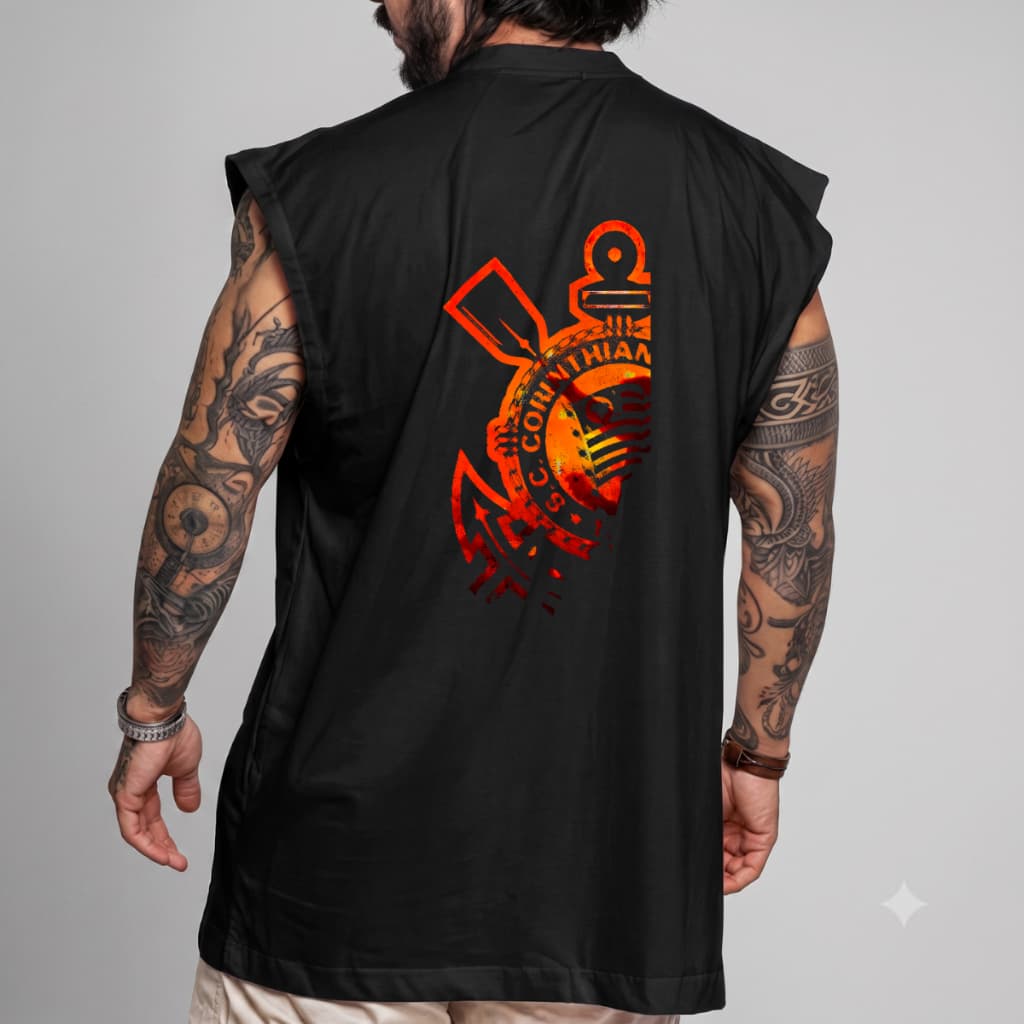 Regata Masculina Corinthians Oversized 100% Algodão Machão Torcedor Timão