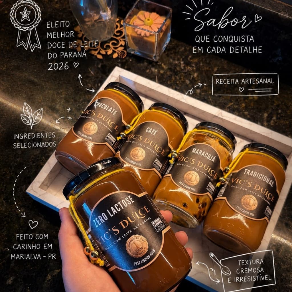 Doce De Leite Vics Dulce Sem Amido 450g Sem Gluten Premium Artesanal Sem Conservantes