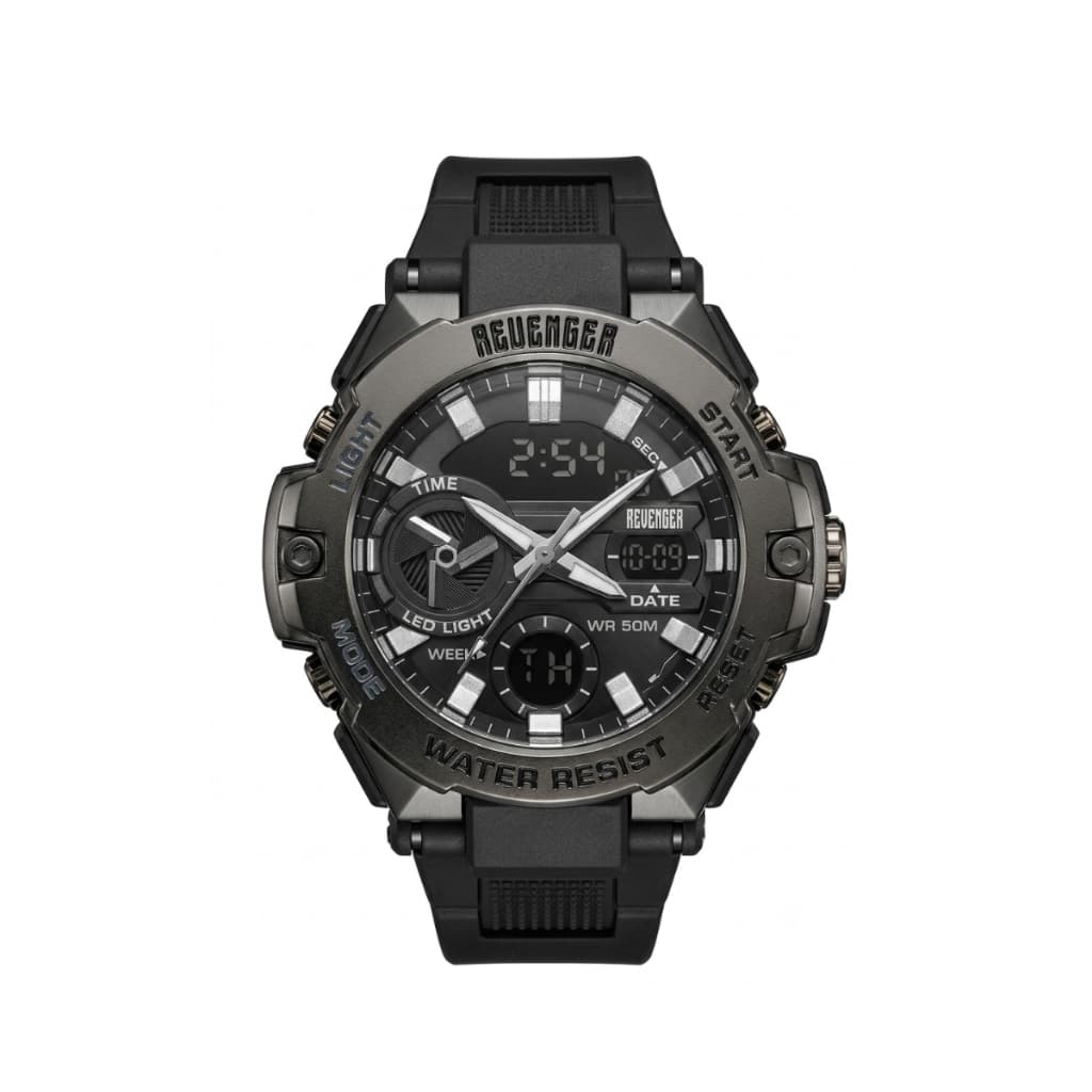 Relógio Masculino De Pulso Tático Digital Analógico Luz Led Digital e Analógico Revenger RG-SW41