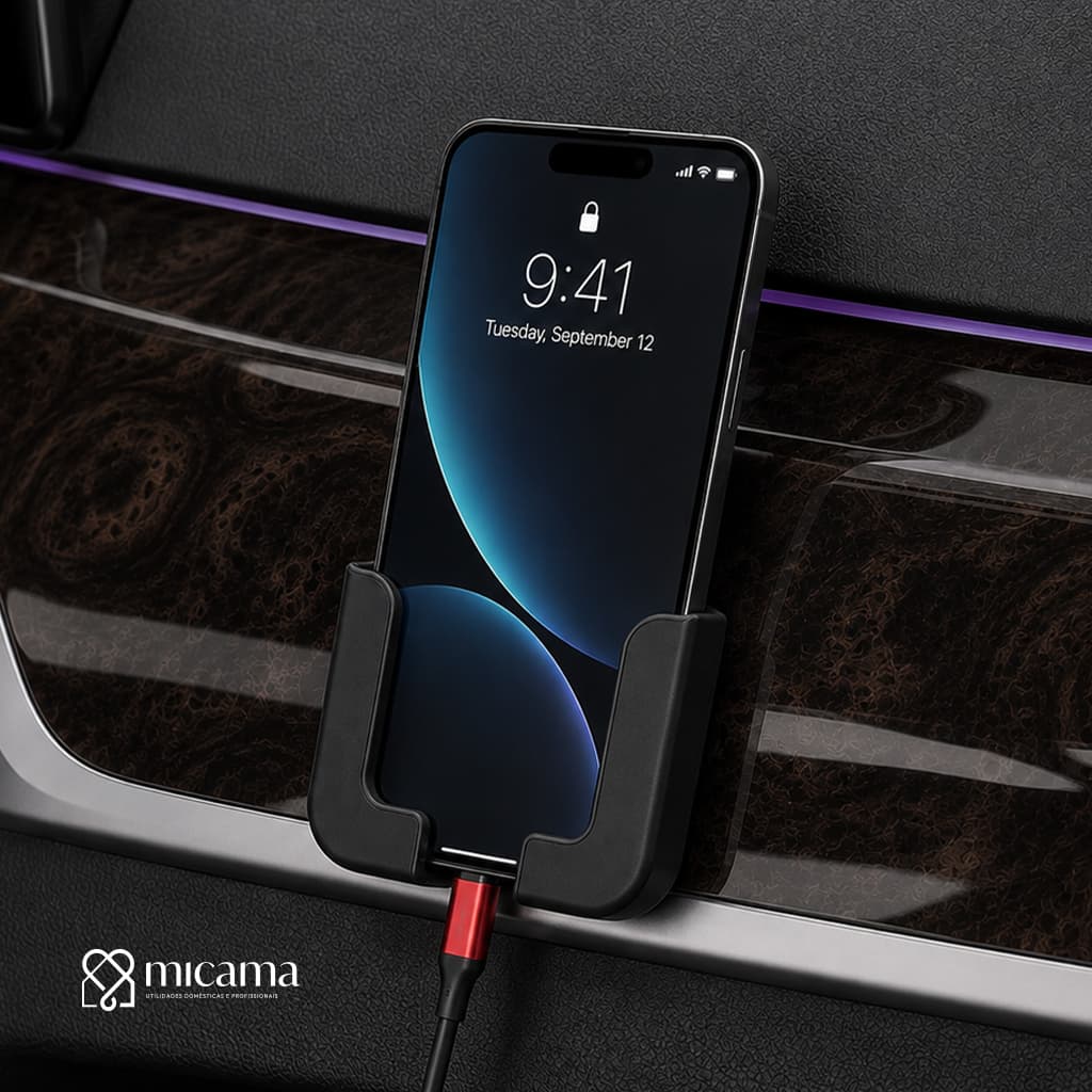 Suporte Celular Universal Automotivo Parede Casa Para Carregar Multiuso Super Fixação Cor Preta