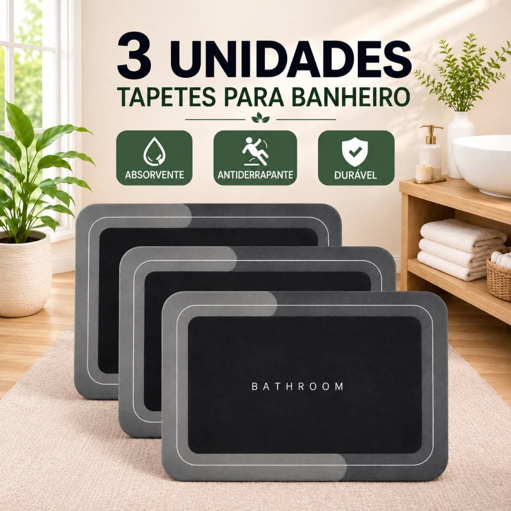 Tapetes para Banheiro Absorvente Antiderrapante Secagem Rápida Macio Durável