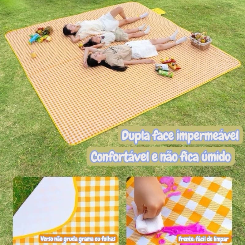 Toalha de Piquenique Dobrável Impermeável Dupla Face