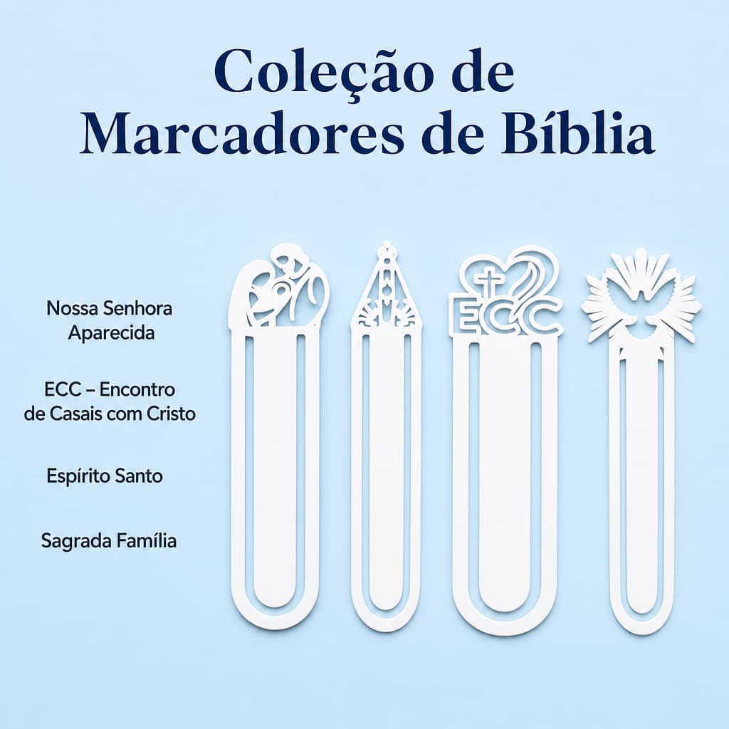 Kit 4 Marcadores Bíblia Católico Coleção Devocional Lembrancinha Encontros Grupos Oração Eventos Religiosos Catequese