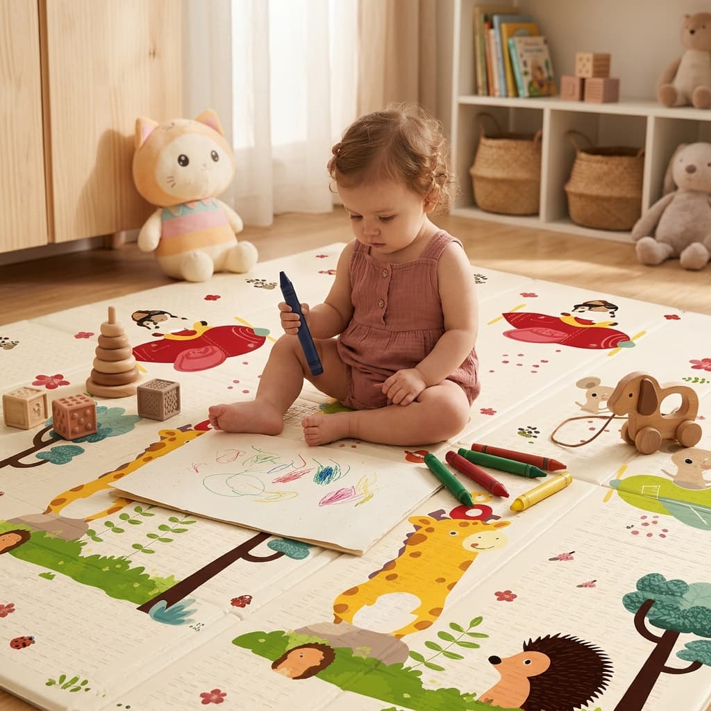 1.80*2m Tapete Infantil Dobrável Dupla Face À Prova D'água Atividade Bebê Impermeável Utilizável dos dois lados  Tapete