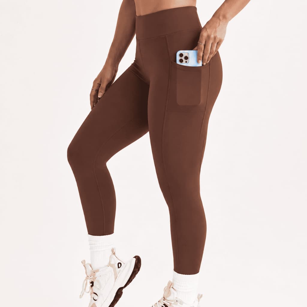 Legging Feminina Poliamida Média Compressão Cós Alto Bolso Lateral Fitness Academia Treino