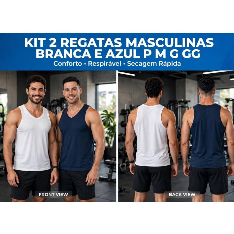 Kit 2 Regatas Dry Fit Masculina Academia Treino Dia a Dia Conforto e Estilo Tendencia