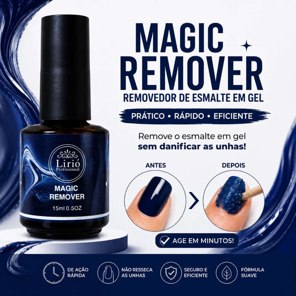 Magic Remover LIRIO Removedor de Esmalte em Gel 15ml Para Unhas