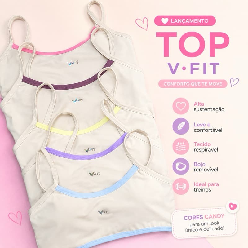 Kit 2 Tops Maxxi Poliamida Premium Alta Sustentação Candy Corrida Academia Crossfit Musculação V Fit
