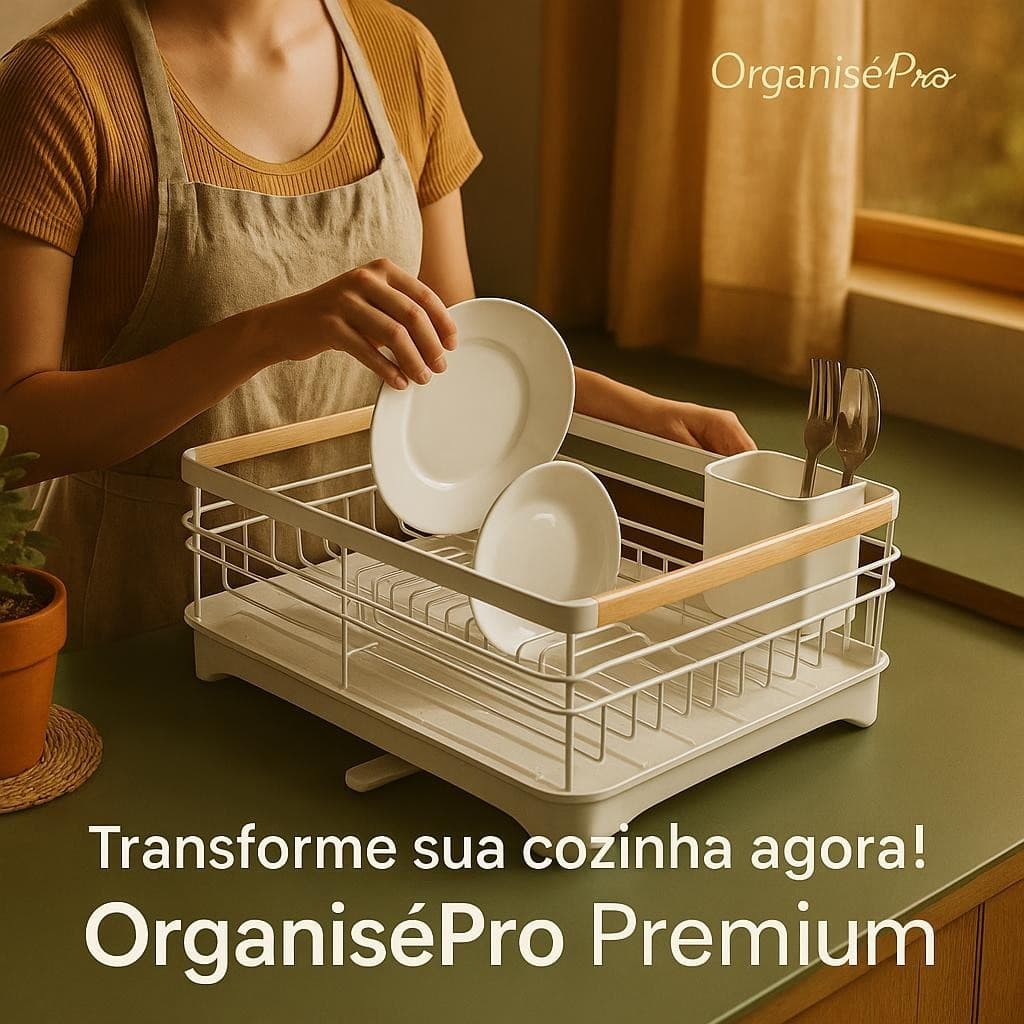 Escorredor de Louças Compacto com Porta Talheres e Base Coletora