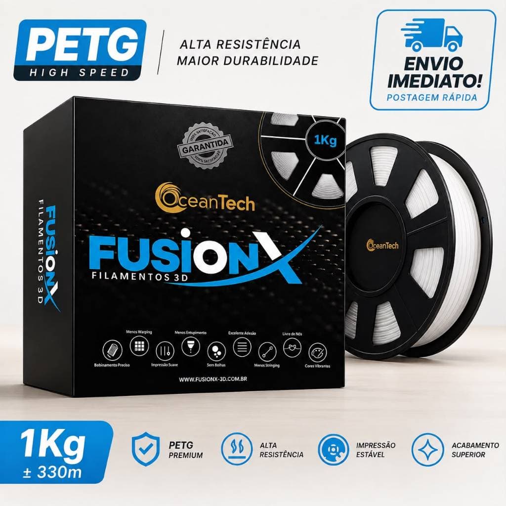 Filamento PETG PRETO/BRANCO  High-Speed FusionX 1KG 1,75mm Impressão Premium