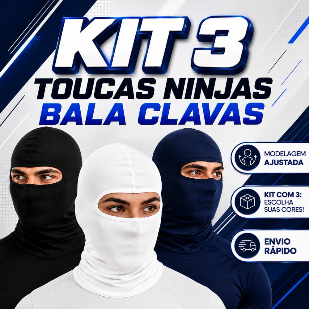 Kit 3 Touca Ninja Balaclava UV 50+