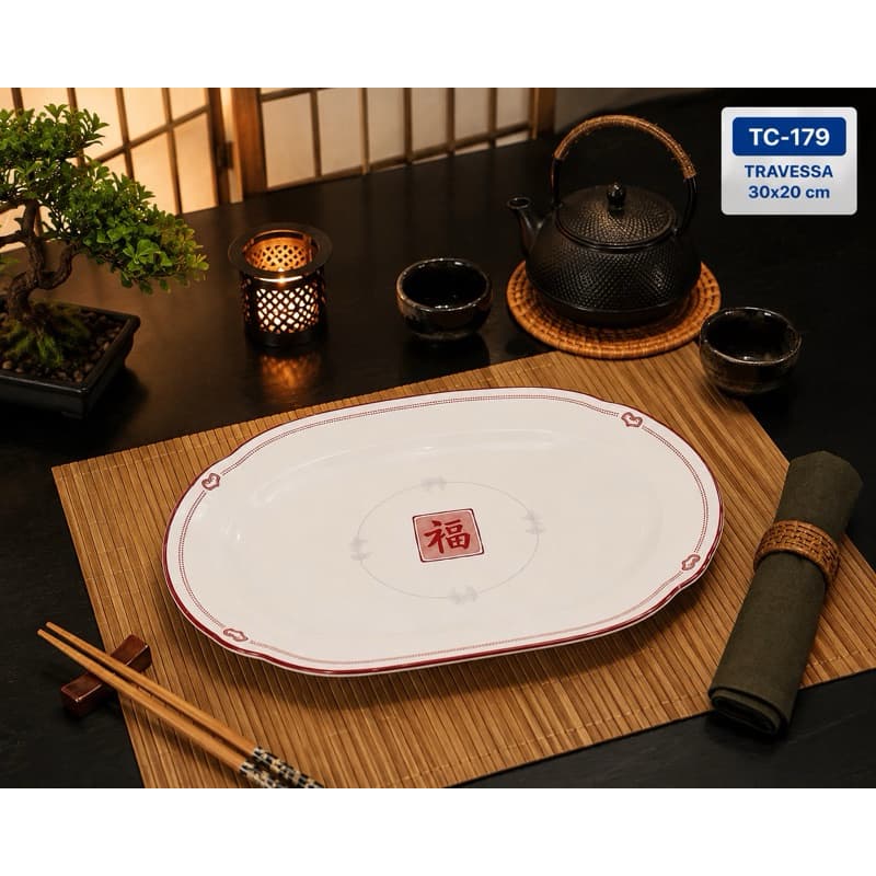 TRAVESSA ORIENTAL EM CERÂMICA – 30x20 CM