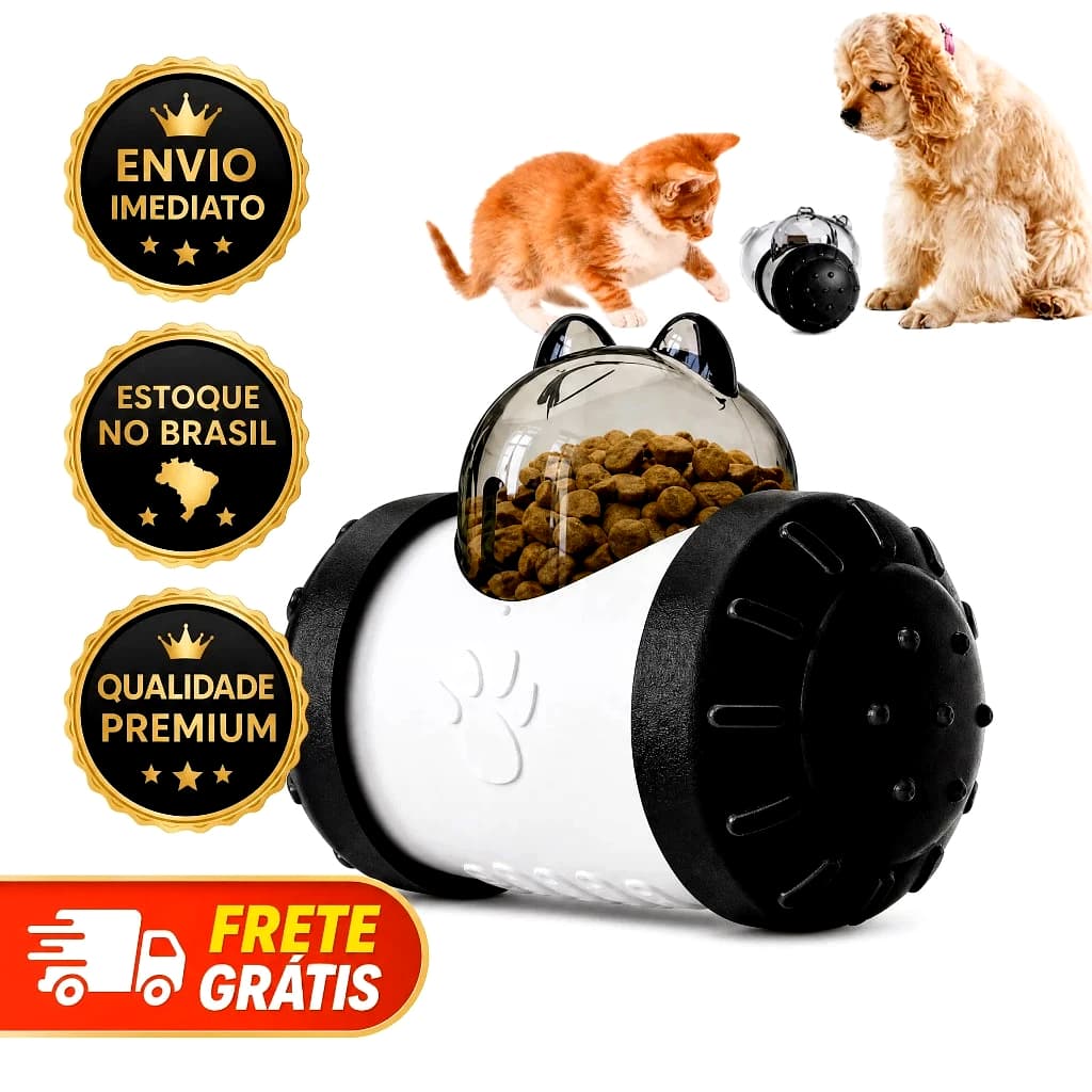 Brinquedo Comedouro Interativo Labirinto Pet Dispensador De Ração Anti-Estresse Para Cães E Gatos Preto