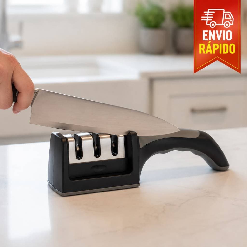Afiador de Facas 3 Estágios Afiação Simples e Rápida para Cozinha e Tesouras Aço Inoxidável Amolador de Facas