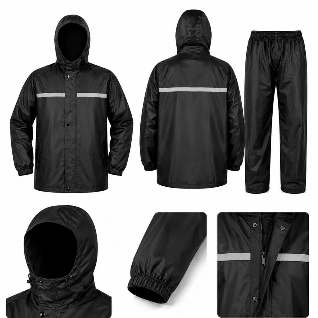 Capa de Chuva Moto Motociclista Impermeável Conjunto Jaqueta + Calça com Refletivo Unissex