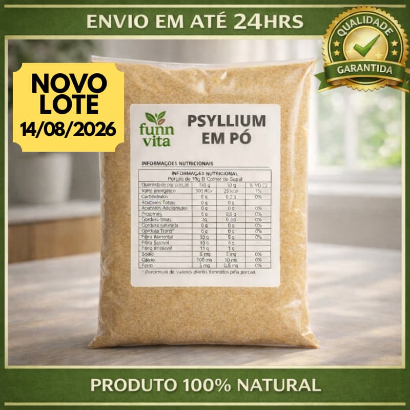 PSYLLIUM EM PÓ 100% NATURAL FIBRAS IMPORTADO - FUNN VITA