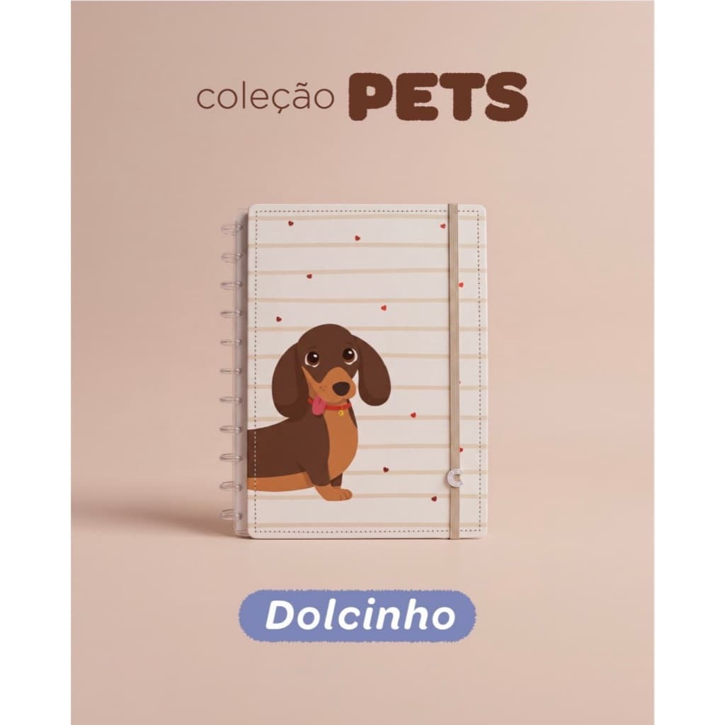 Caderno Inteligente Pets Dolcinho Cachorro A5 Médio Grande 80 Folhas