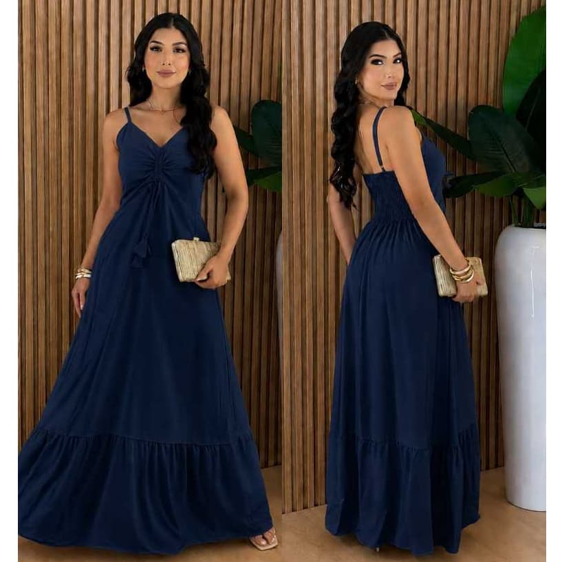 VESTIDO FEMININA LONGO BERSATIL alça posei  Elastex em lãs costas tecido viscose sarilhado