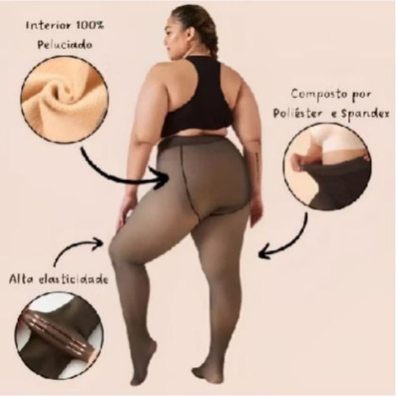 Meia calça térmica plus size, forrada. pelúciada, translúcida , resistente, lã, super elástica
