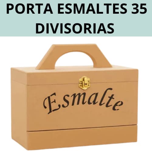 Maleta Organizadora de Esmalte Mdf com Alça 35  Divisórias com MDF Cores Crua