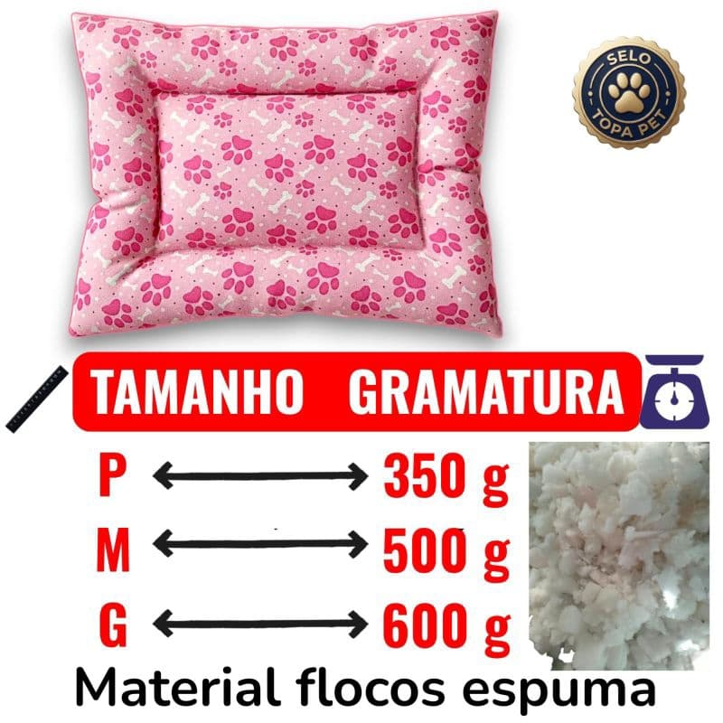 Cama Pet Premium Para Cães e Gatos Colchonete Pet Tecido Resistente Lavável Confortável Grade Completa P M G