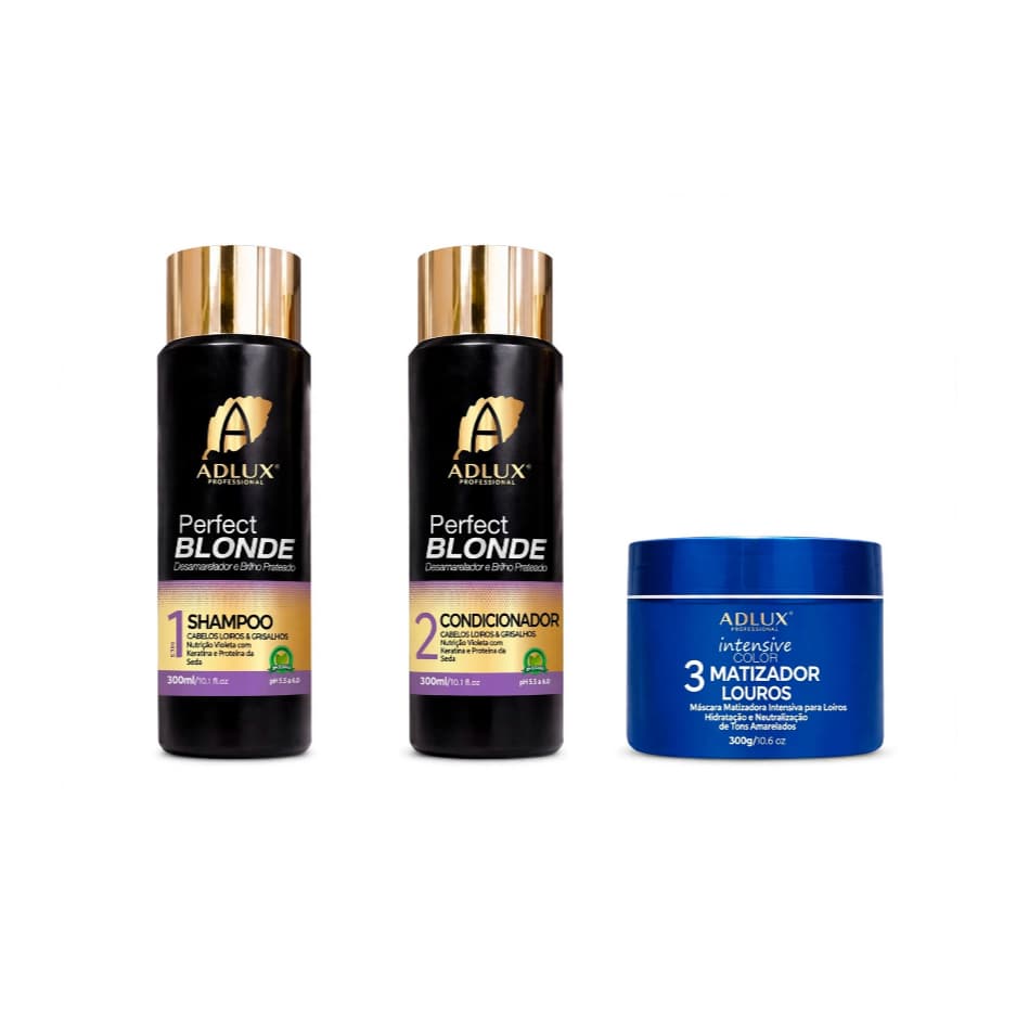 KIT LOIRÃO PLATINADO ADLUX 900ML - Shampoo + Condicionador + Matizador Loiros prefeitos liso absoluto