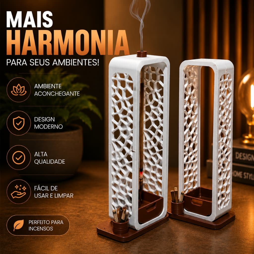 Porta Incenso Moderno, Torre Decorativa com Bandeja Coletora, Suporte para Incenso, Sala, Quarto e Escritório