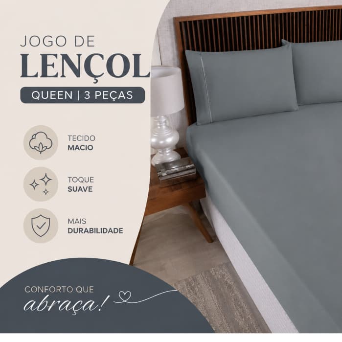 Kit De Lençol Ponto Palito QUEEN Cores Lisas 3 Peças