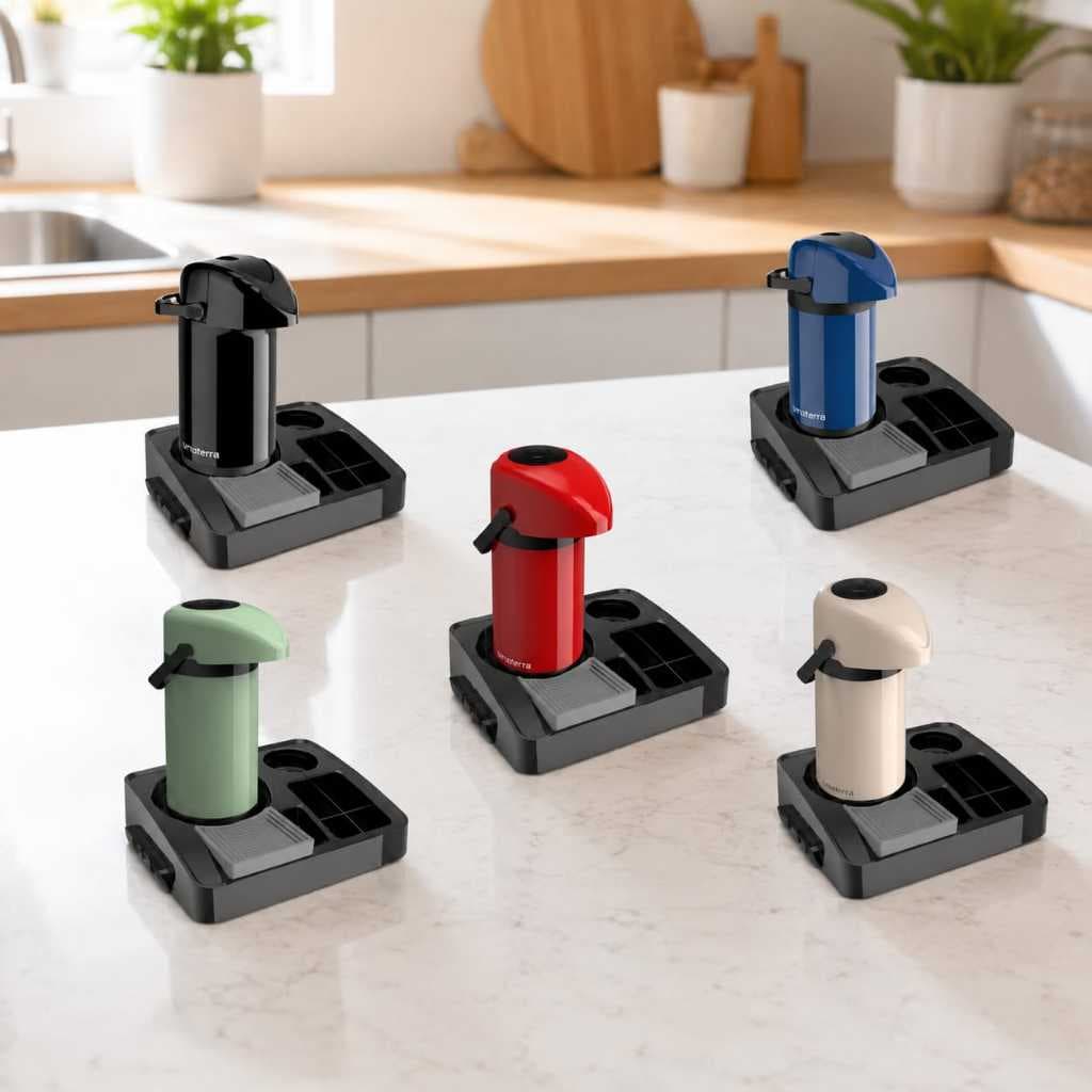 Kit Bandeja Café Organizadora + Garrafa Térmica 1L Verona Unitermi Servire 1 Porta Garrafa Chá