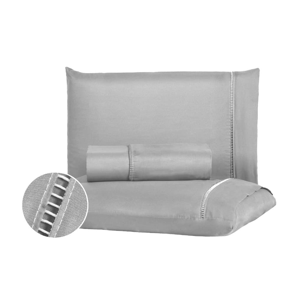 Jogo de Lençol Casal 3 pçs 400 Fios com Lençol de Elástico para Cama de Casal