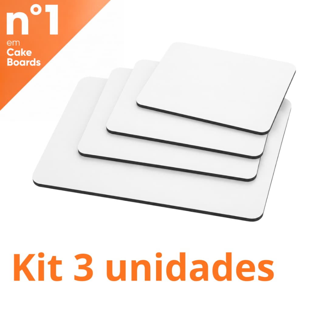 Kit 3 Cake Board Retangular Em Mdf 3mm - Base Para Bolo - Cakeboard + Chaveiro Brinde