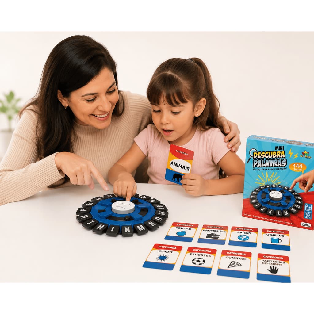 Jogo Stop Eletrônico Educativo Palavras Adedanha Caça Palavras Brinquedo com 144 Categorias e Cronômetro Eletrônico para