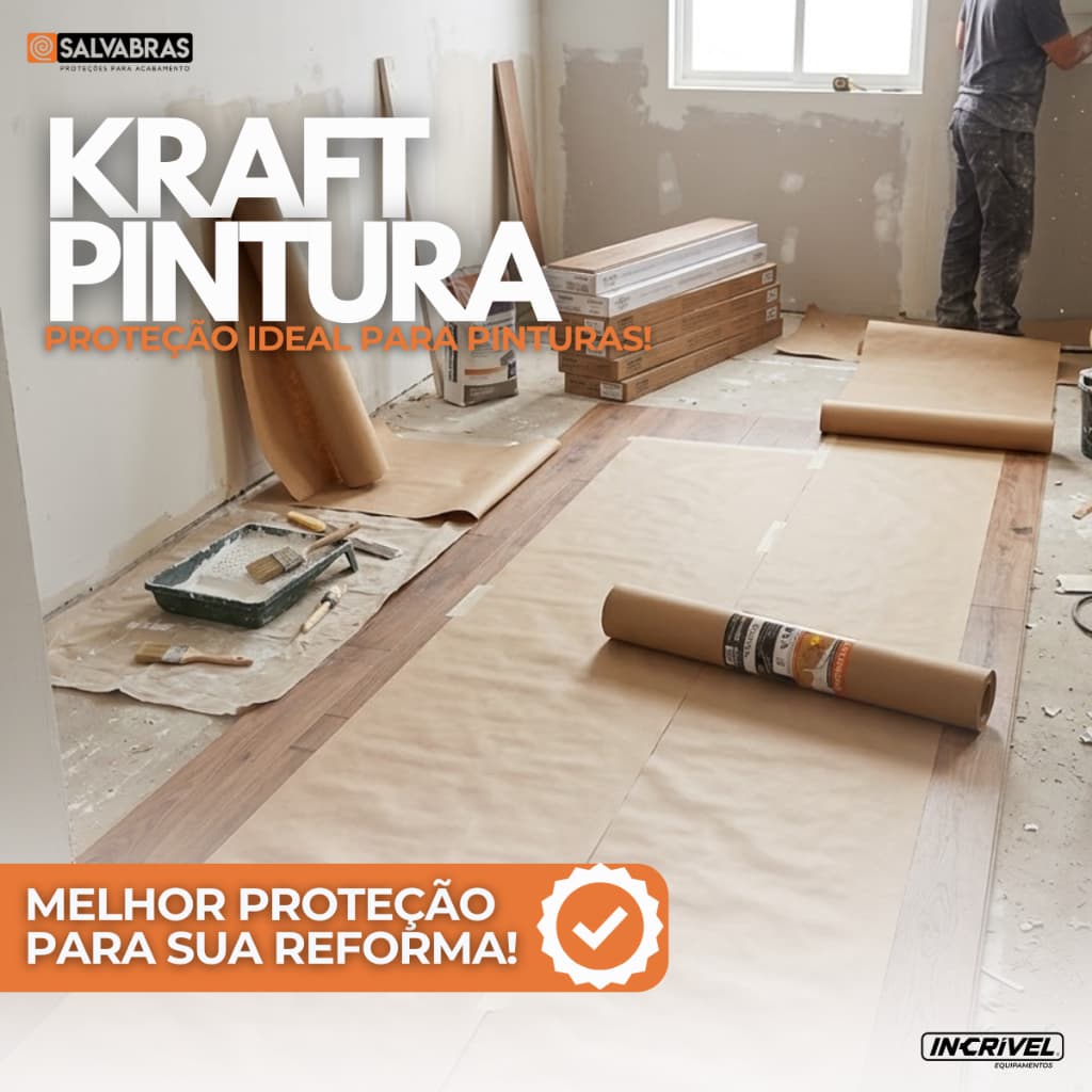 Kraft Pintura Salva Piso Kit 2/3/4 Unidades Cerâmica Paredes Construção 1x25m Papel Kraft Protege