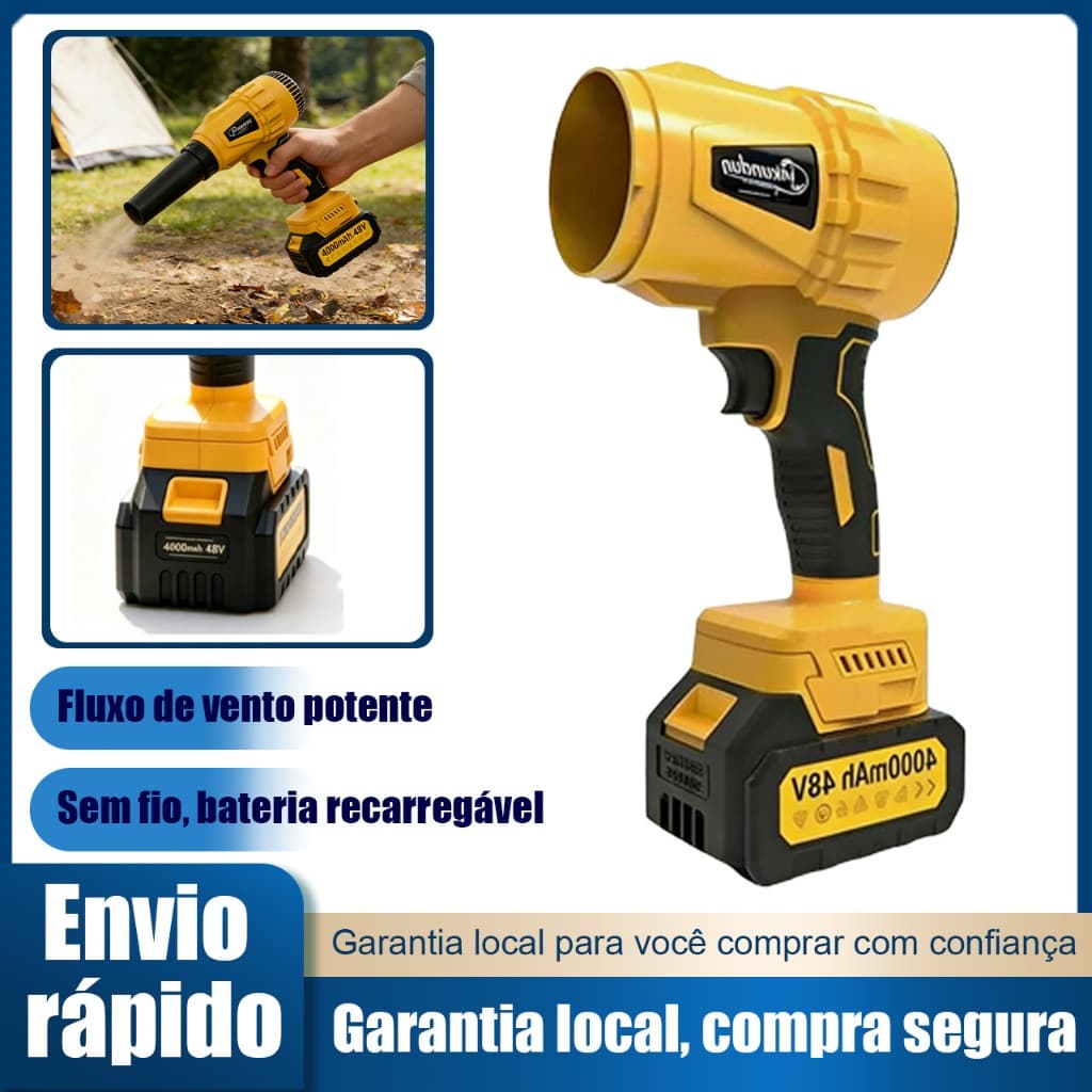 Soprador de Ar Turbina Sem Fio 130000RPM Bateria 48V 4000mAh Motor Cobre Leve 580g Limpa Neve Poeira Folhas Para Carro