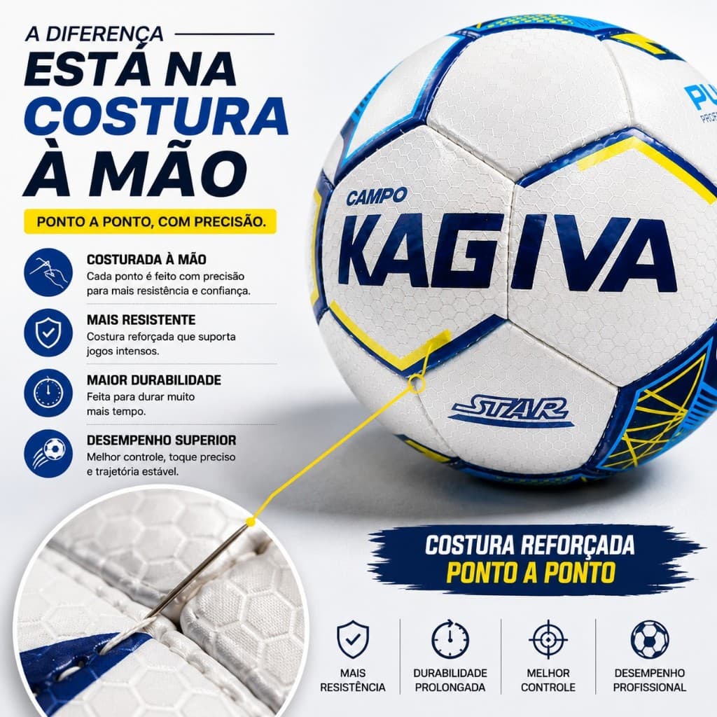 Bola Kagiva Star C/C  Futebol Campo Com Costurada a Mão Bola Futebol Oficial